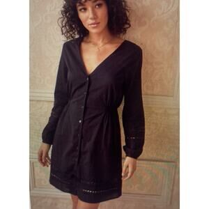 Vetta Capsule Long Sleeve Lace Midi Dress Black Long Sleeve Cotton